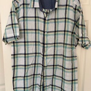 Club Room Green and Blue Plaid Casual Shirt
